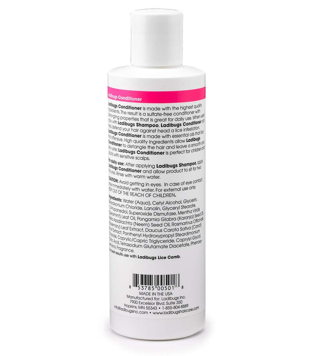 LADIBUGS Lice Prevent Conditioner 8oz | Natural, Essential Oils, Sulfate-free