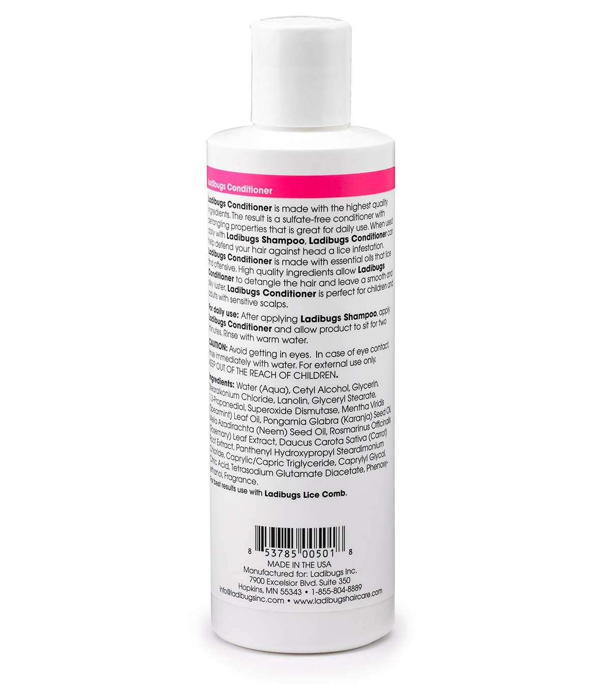 LADIBUGS Lice Prevent Conditioner 8oz | Natural, Essential Oils, Sulfate-free