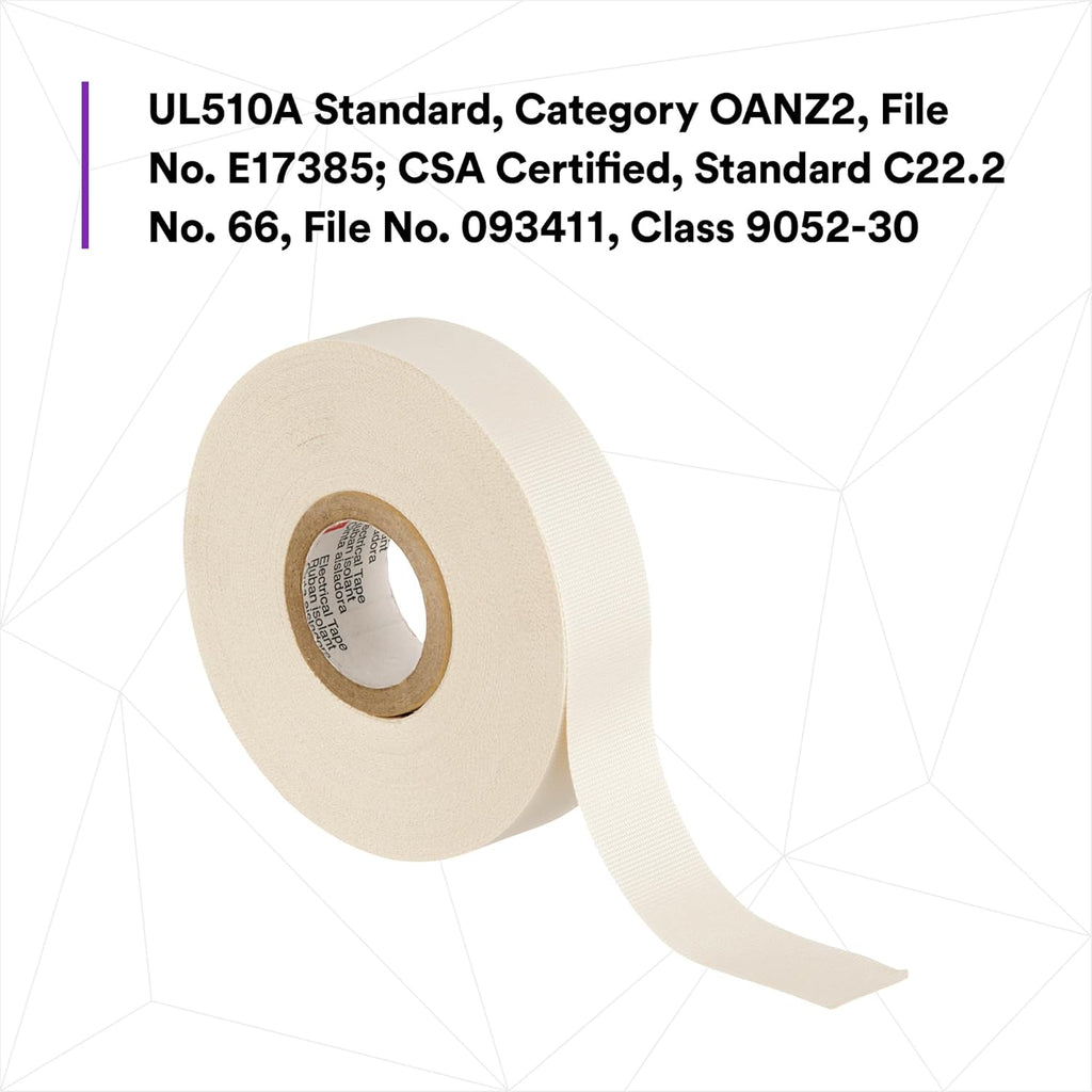 3M Glass Cloth Electrical Tape 27, 3/4 in x 66 ft, 1 Roll, Non-Corrosive Adhesive, Pressure Sensitive, High Temperature, Corrosion Protection, 7-mil Woven