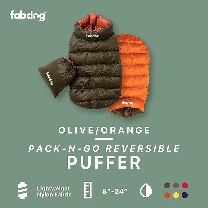 Fabdog Pack N' Go Reversible Puffer Olive/Orange 20"