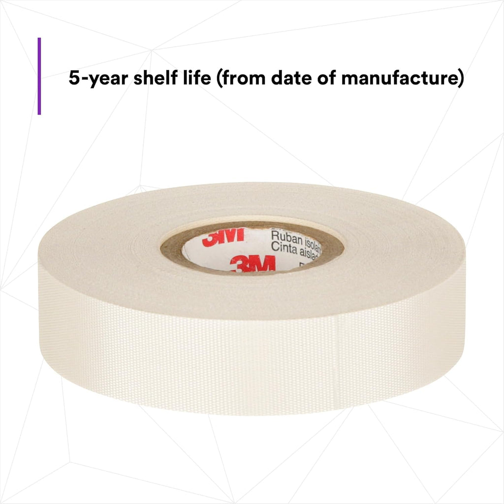 3M Glass Cloth Electrical Tape 27, 3/4 in x 66 ft, 1 Roll, Non-Corrosive Adhesive, Pressure Sensitive, High Temperature, Corrosion Protection, 7-mil Woven