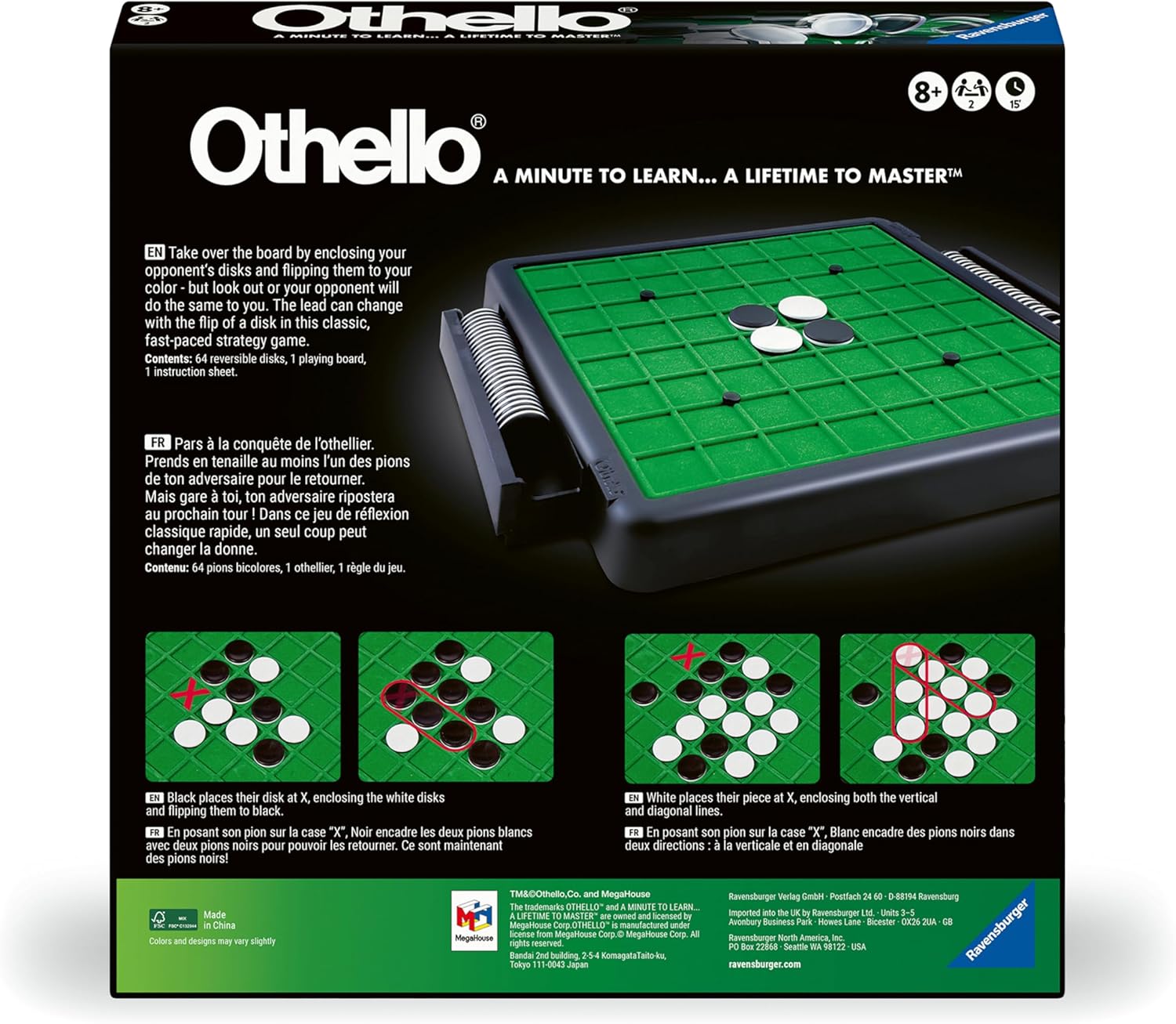 Ravensburger Othello Classic Strategy Board Game for 2 Players Ages 8+ New