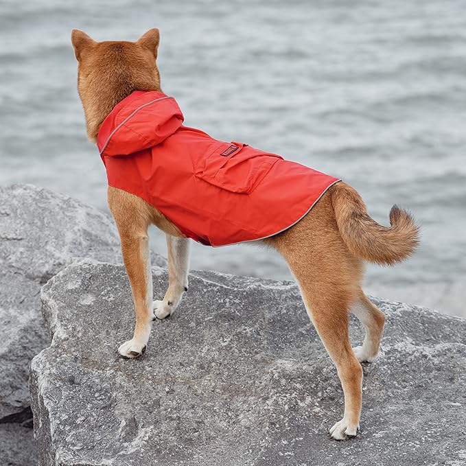 KONG Packable Rain Jacket for Dogs – Medium – Red