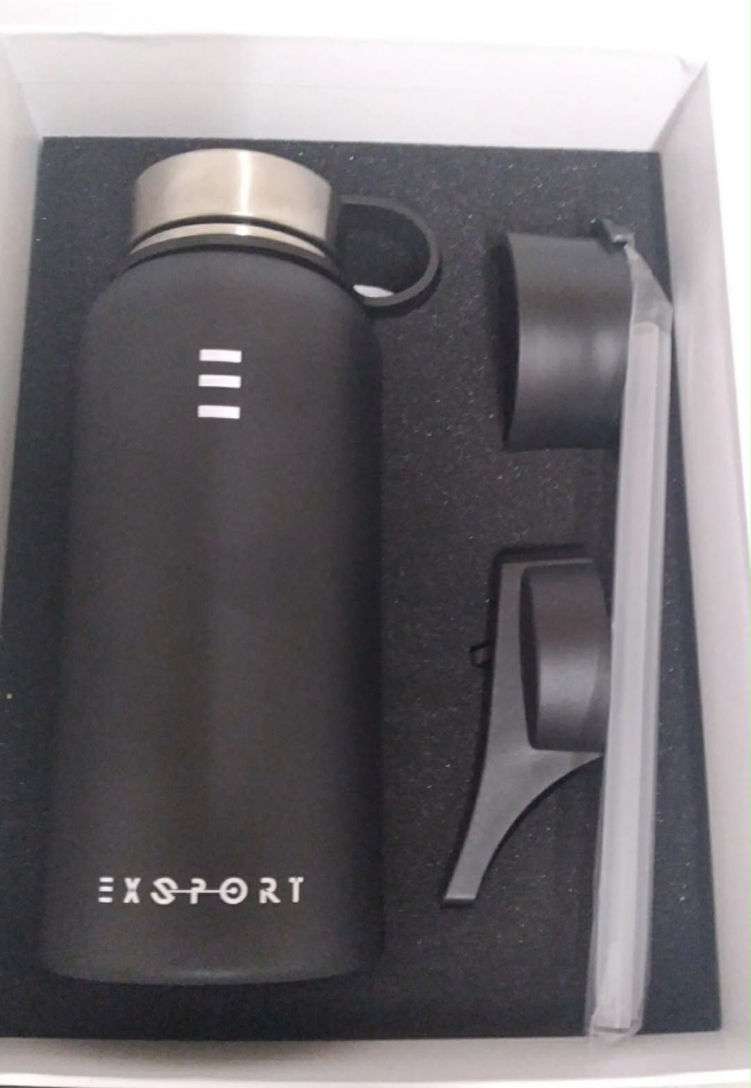 EXSPORT Large Stainless Steel Water Bottle 32oz Black - Double Wall Vacuum Insulated Multi-Lid Set - New