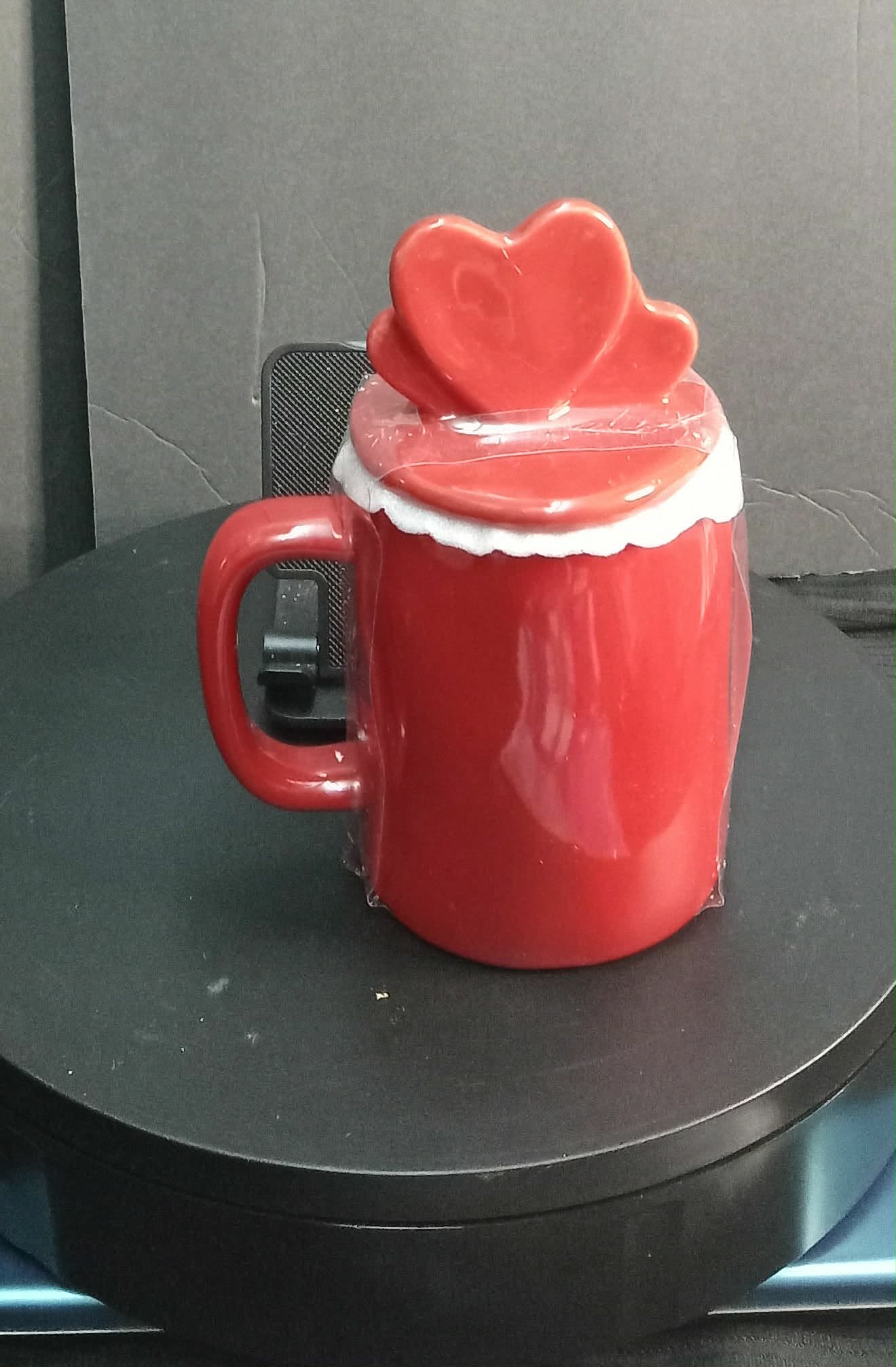 Rae Dunn “LUV YA” Valentine Mug with Heart Lid – Red Ceramic Mug