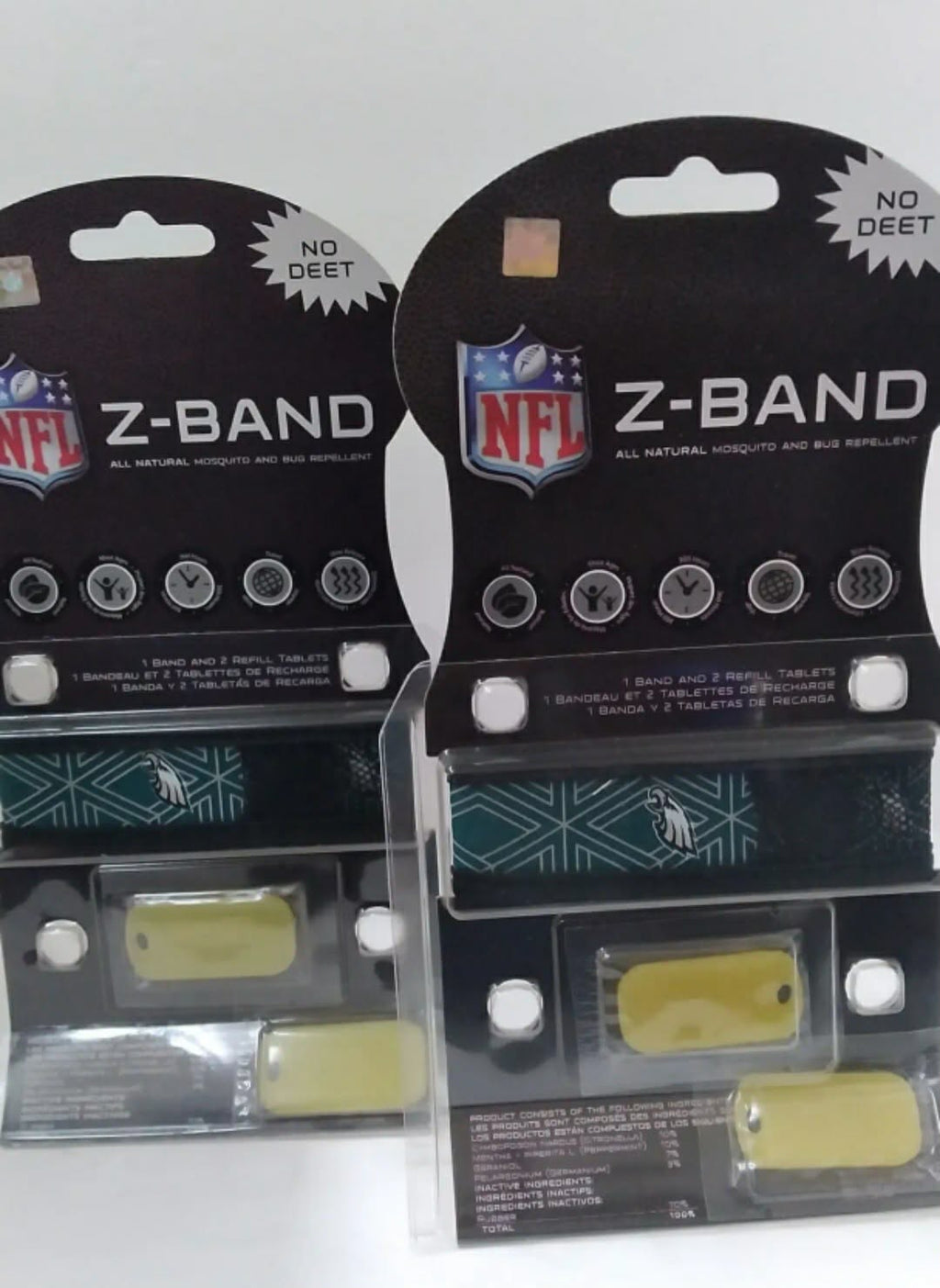 2-Pack NFL Philadelphia Eagles Z-Band Mosquito & Bug Repellent Wristbands - No DEET - New