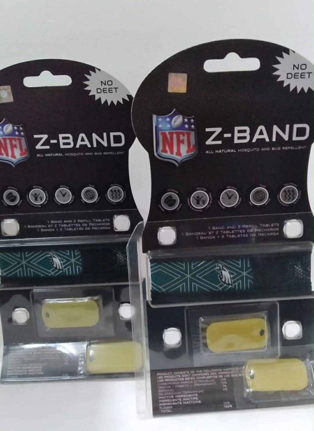 2-Pack NFL Philadelphia Eagles Z-Band Mosquito & Bug Repellent Wristbands - No DEET - New