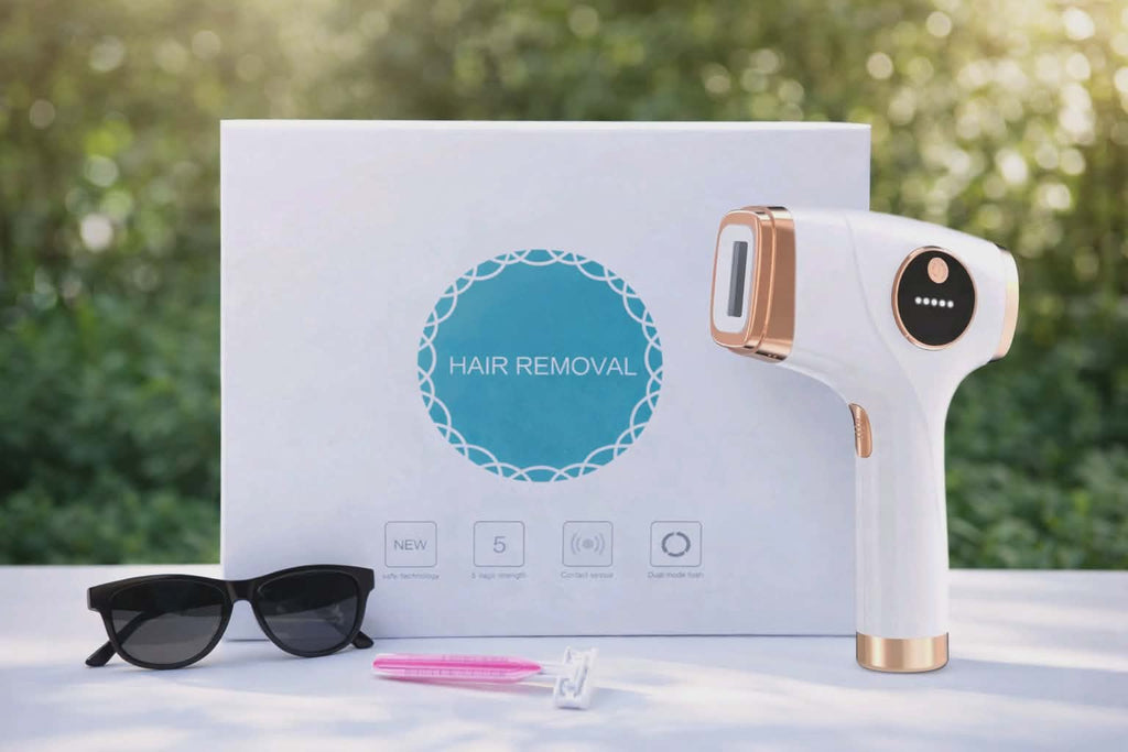 IPL Hair Removal Device for Women & Men - Laser Hair Remover with Goggles & Razor - New