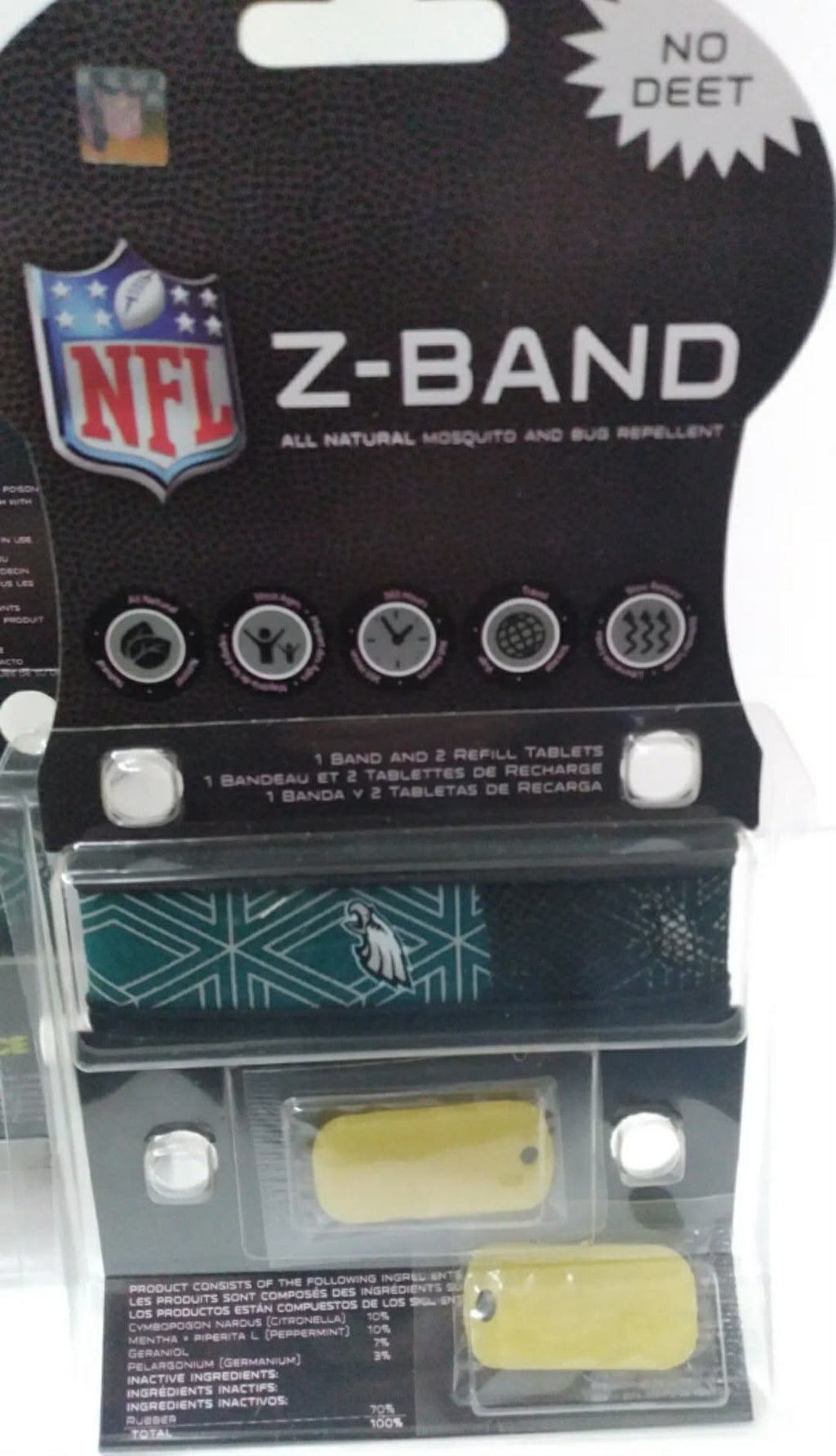 2-Pack NFL Philadelphia Eagles Z-Band Mosquito & Bug Repellent Wristbands - No DEET - New