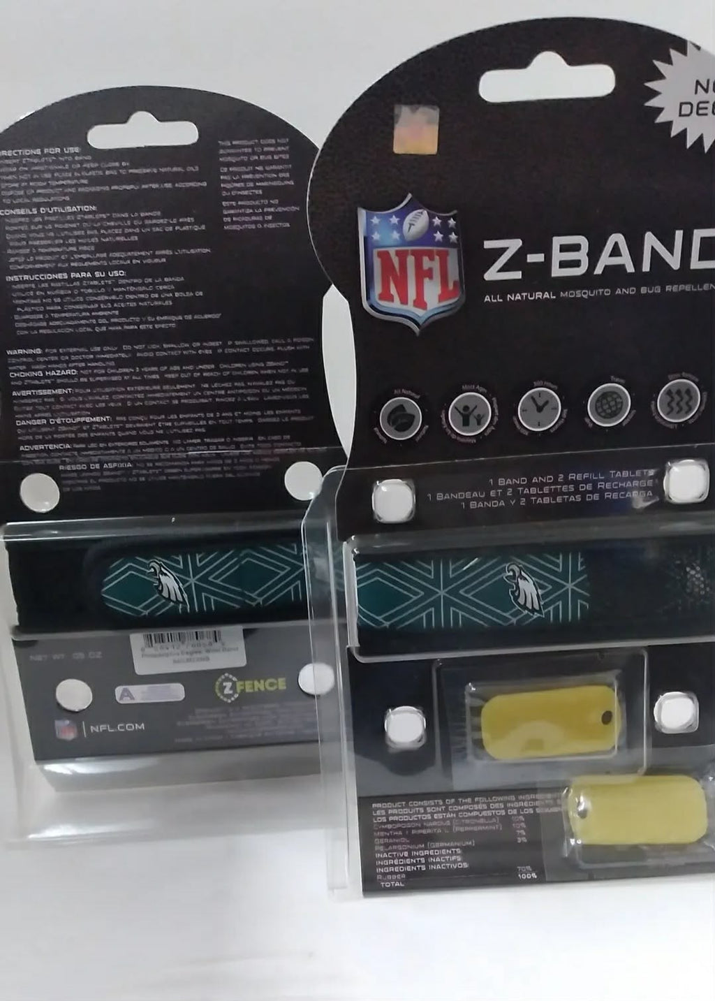 2-Pack NFL Philadelphia Eagles Z-Band Mosquito & Bug Repellent Wristbands - No DEET - New