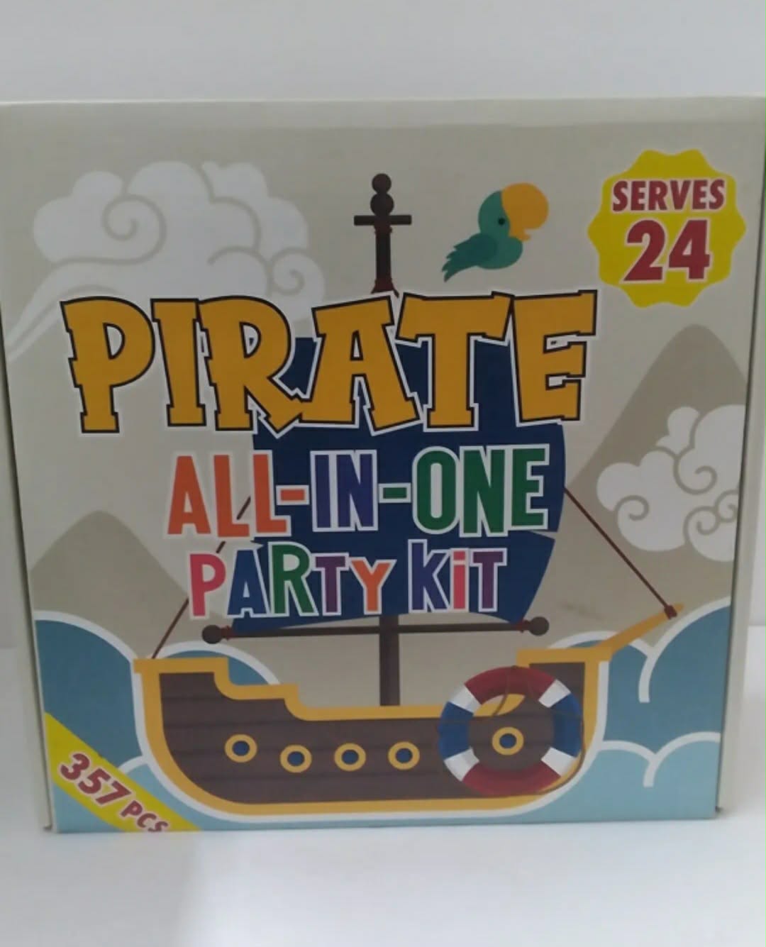 Pirate All-in-One Party Kit for 24 People - 357 Pieces Ahoy Matey Birthday Supplies - New