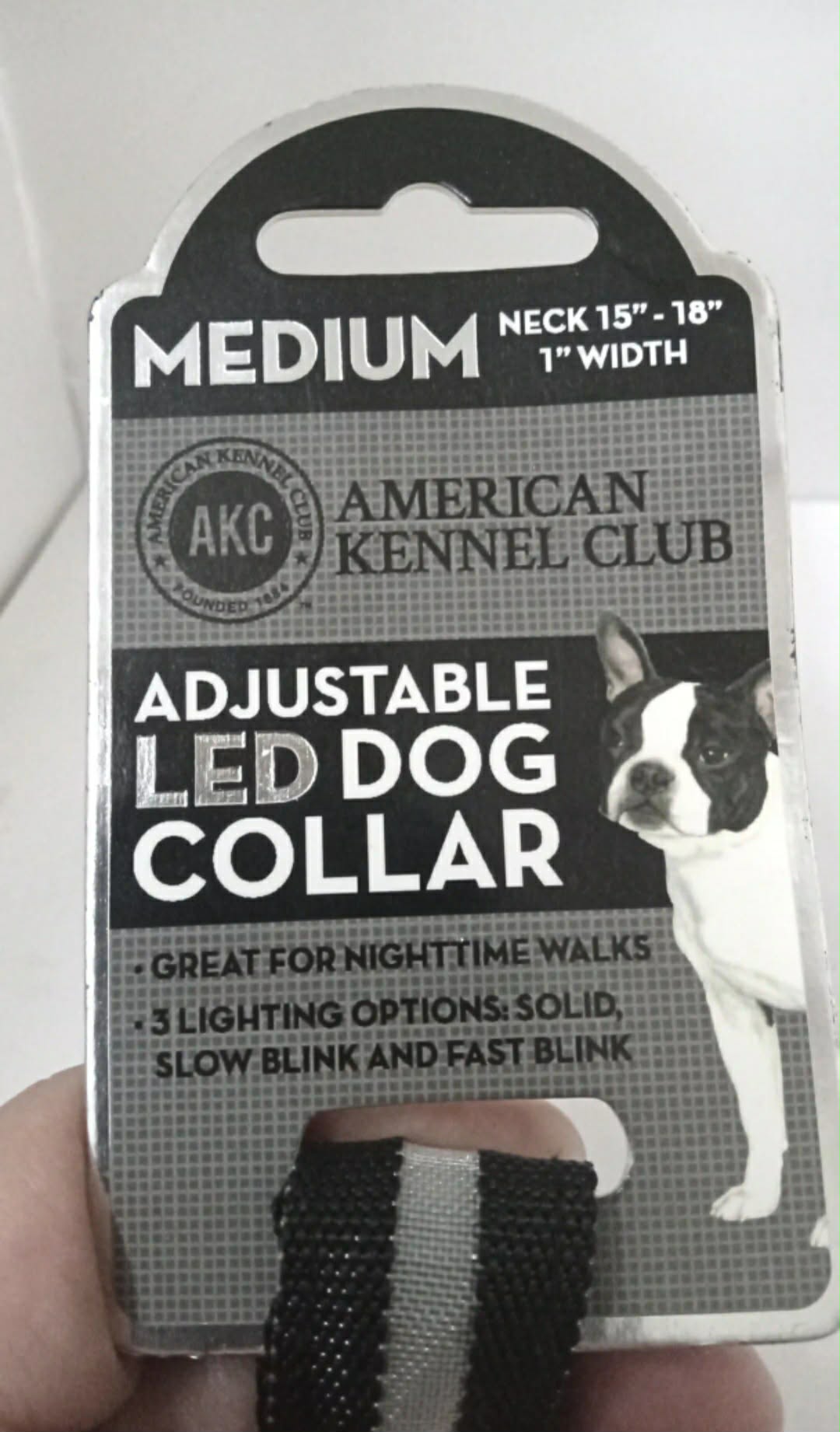 2-Pack AKC LED Flashing Dog Collars Light Up Adjustable Nylon Safety New SIZE MED