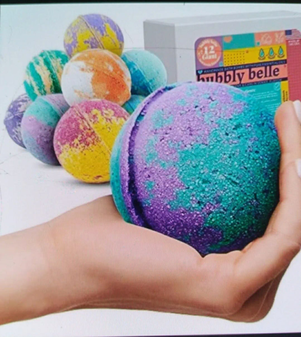 Bubbly Belle 12 Giant Handmade Bath Bombs 5oz Each - Assorted Scents - New in Box
