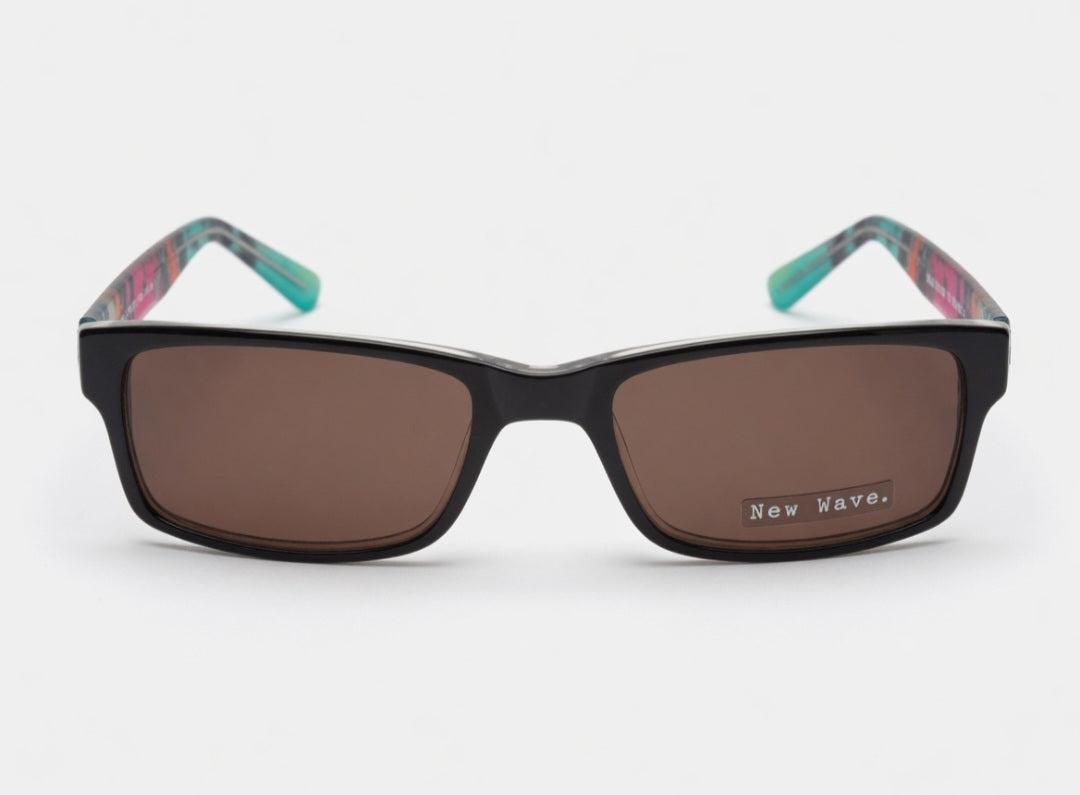 New Wave NE-03-107 Black Crystal Sunglasses - Rectangular Sport Style (Unisex)