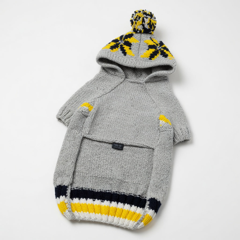 Chilli Dog Snowflake Dog Hoodie - Gray / Yellow / Black - XXL