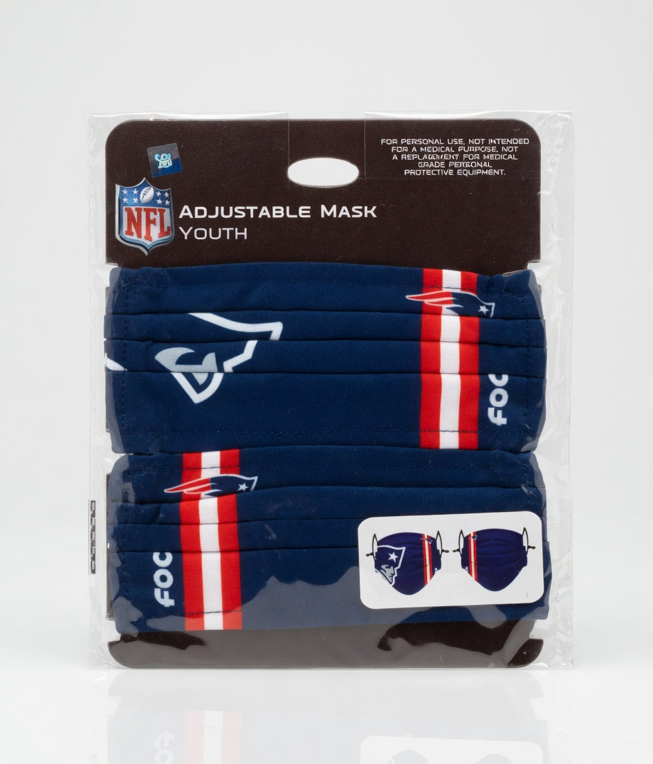 New England Patriots NFL Adjustable Youth Face Masks by FOCO – 2 Pack