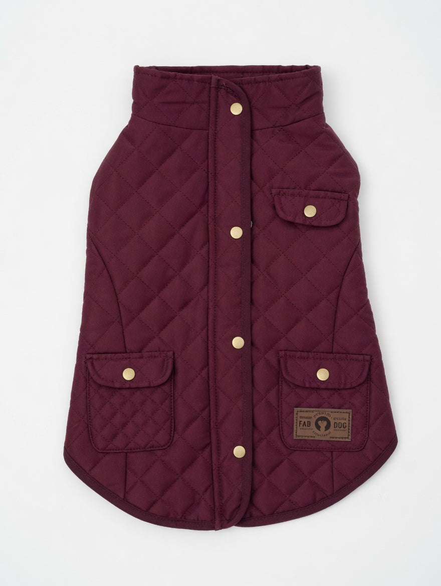 Fab Dog Quilted Barn Coat - Burgundy - Size 16