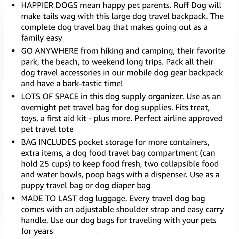 Ruff Dog Gear Deluxe Gray Travel Bag Set with Accessories – Water Resistant