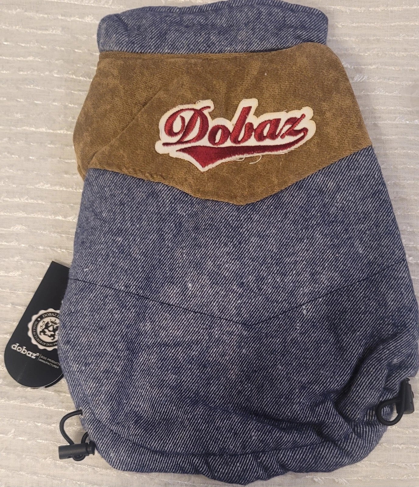 Dobaz Medium Denim Jean Dog Jacket Coat – Fleece Lined – Blue/Brown
