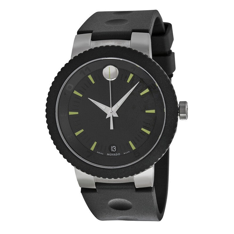 NEW Movado Sport Edge 0606928 Black Dial Watch w/ Display Case Need Battery-READ