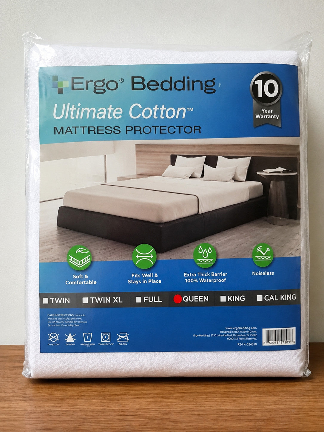 Ergo Bedding Ultimate Cotton Mattress Protector Queen Size Waterproof New