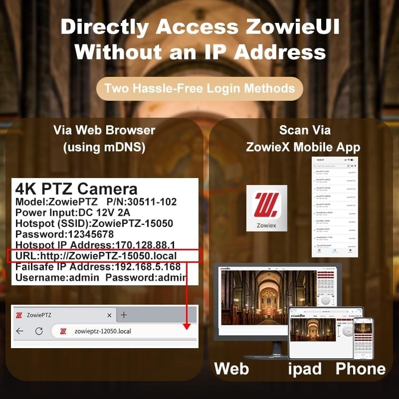 ZowieTek ZowiePTZ 25x 4K NDI PTZ Camera PoE HDMI 3G-SDI USB Remote  30511-113