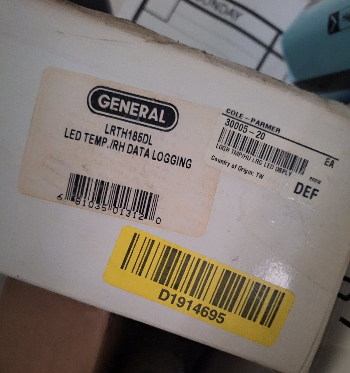 General Tools LRTH185DL1 Data Logging Temperature and Humidity Monitor- New