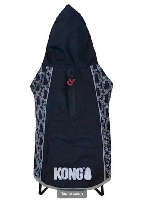 KONG Outerwear Rain Jacket Coat with Removable Hood – Medium – Black