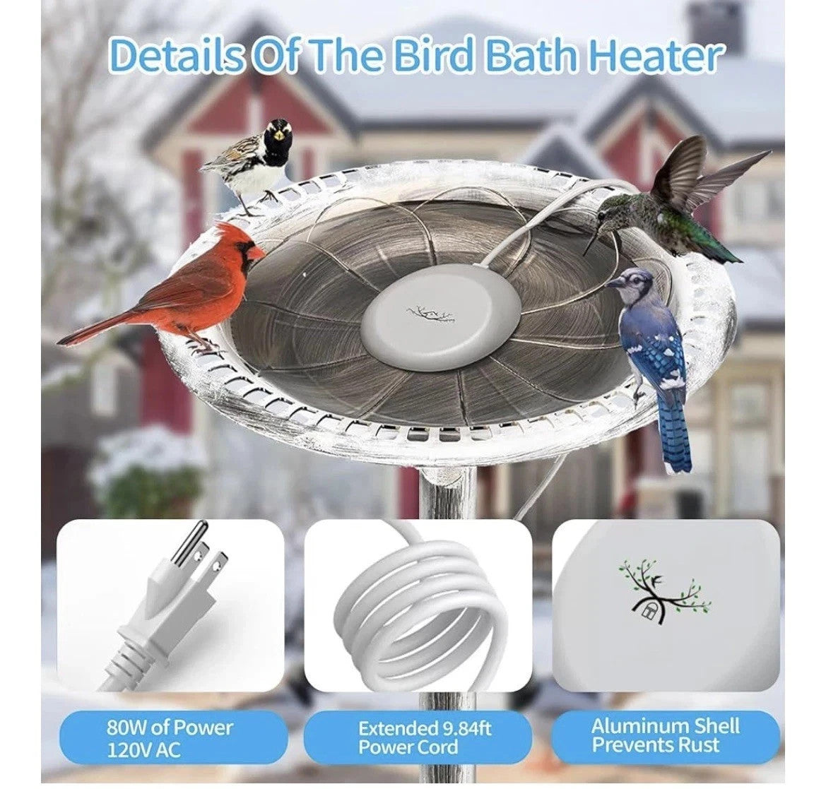 Winpull Bird Bath Heater TD-901 70W 120V AC Deicer Winter Bird Bath New