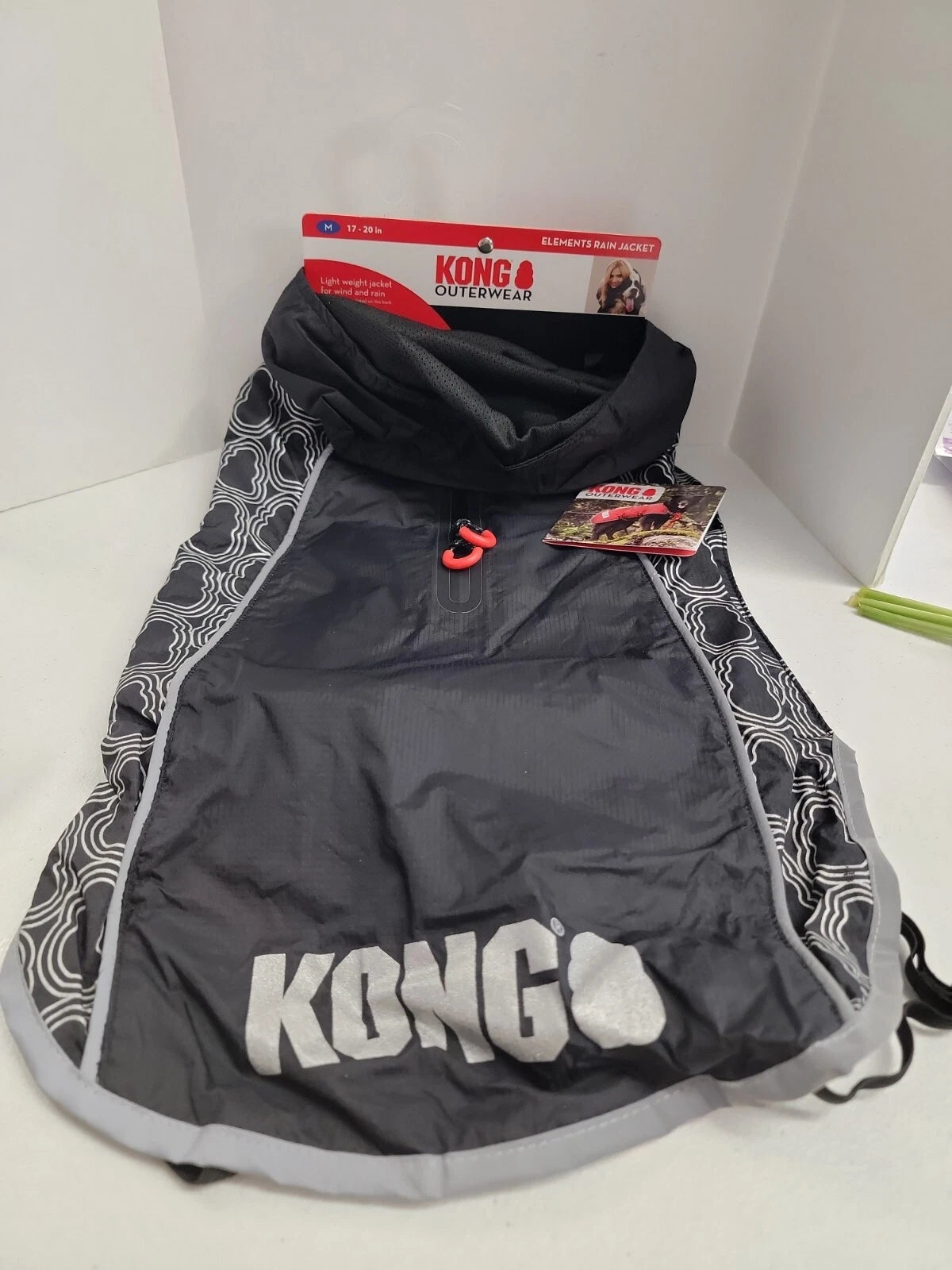 KONG Outerwear Rain Jacket Coat with Removable Hood – Medium – Black