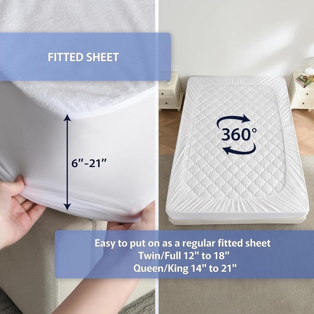 Ergo Bedding Ultimate Cotton Mattress Protector Queen Size Waterproof New